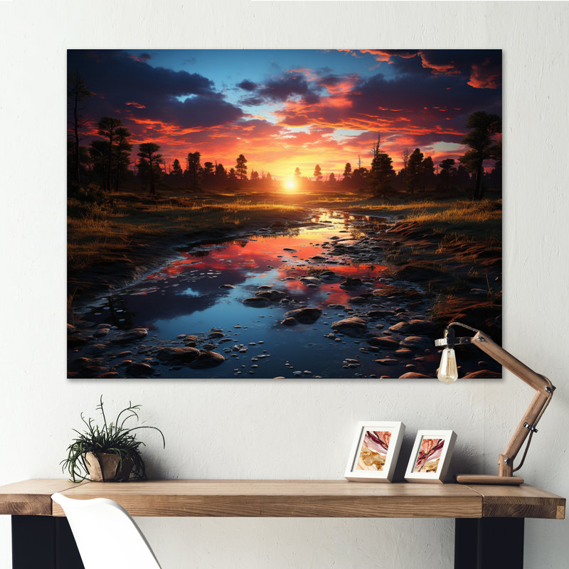 Coucher de soleil crépuscule II - impression d'art mural coucher de soleil, H 12 po x l 20 po x P 1 po, Toile tendue