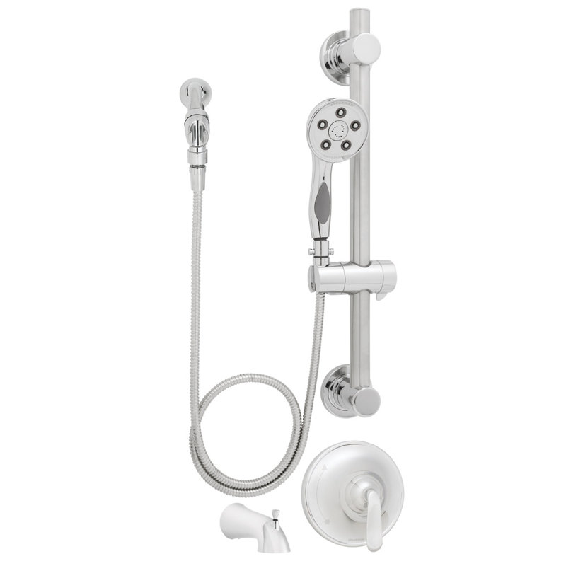 Caspian Diverter Tub and Shower Faucet Lever Handle, Polished Chrome