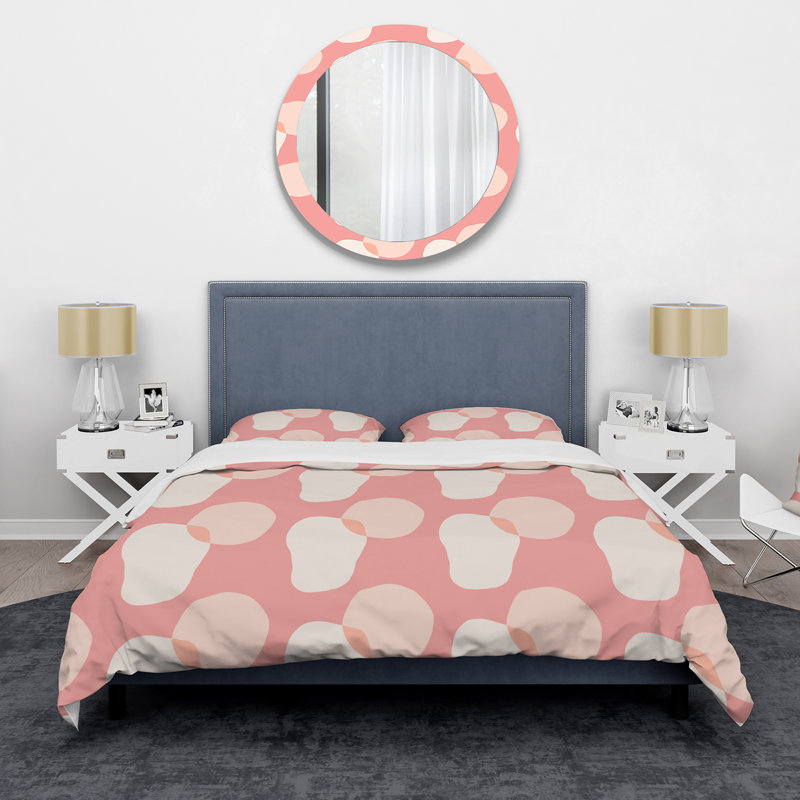 Raheen - Abstrait rose et crème I - ensemble de housse de couette moderne - microfibre de polyester