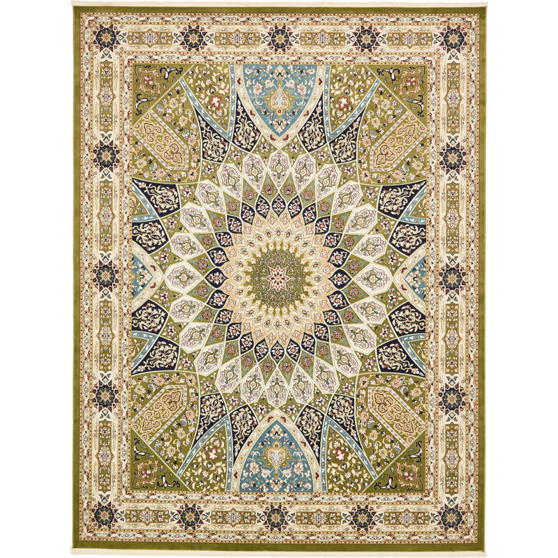 Tapis bleu Jackson Jackson, Green, Rectangle 10 pi x 13 pi