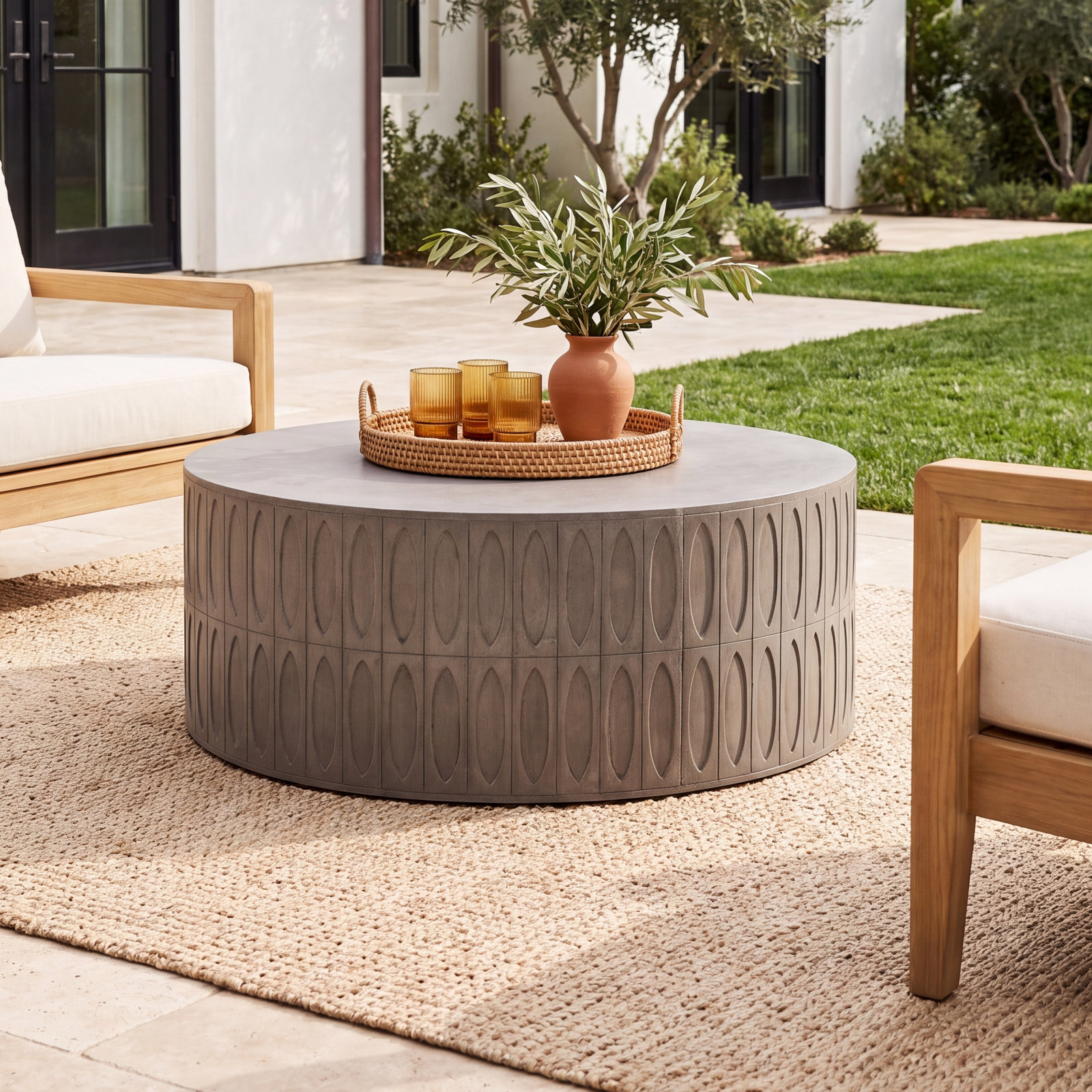 Karelia 42'' Outdoor Coffee Table, Gray Concrete