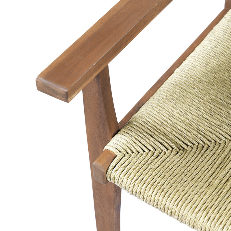 Chaises de patio en teck durable, bois d'acacia et osier, style rustique