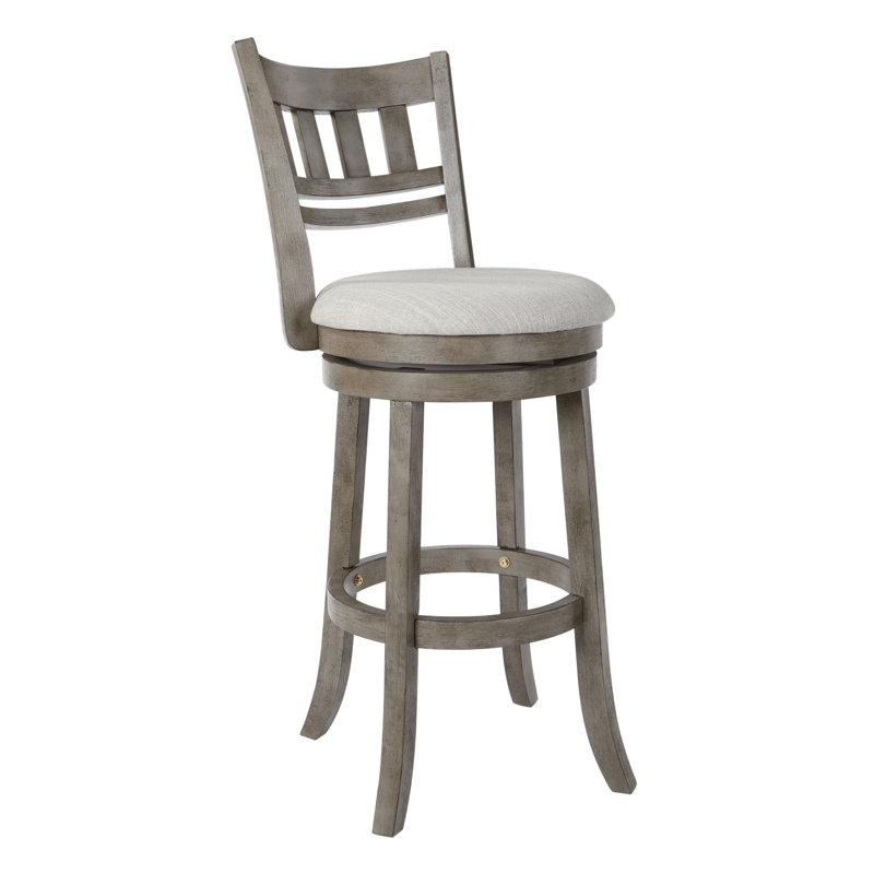 Beecroft Swivel Upholstered Counter Stool with Solid Wood Frame, Antique Gray