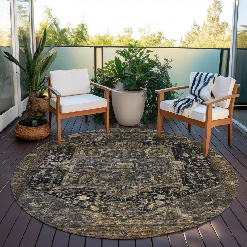 Tapis d'intérieur / extérieur brun Clarina, 8 pi x 8 pi