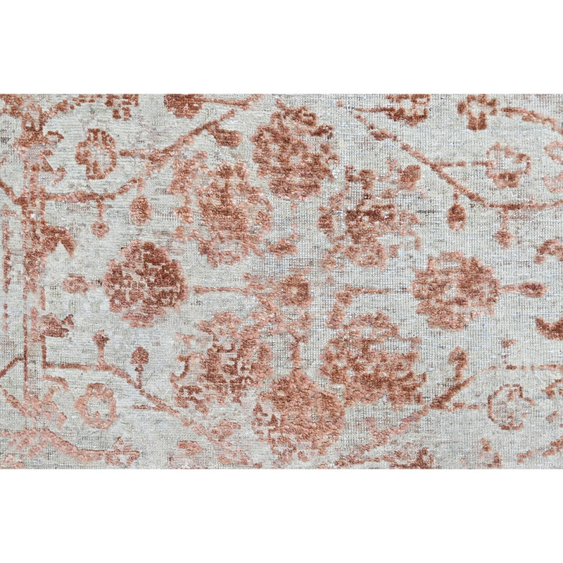 High-Quality Hand-Knotted Beige And Copper Area Rug, Copper, Rectangle 10' x 14'
