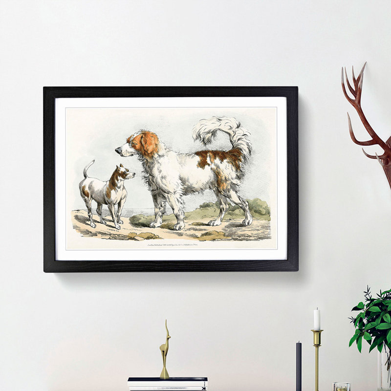 Two Hunting Dogs by Henry Alken - Picture Frame Painting Print, 48cm H x 65cm W x 2cm D, Black Framed