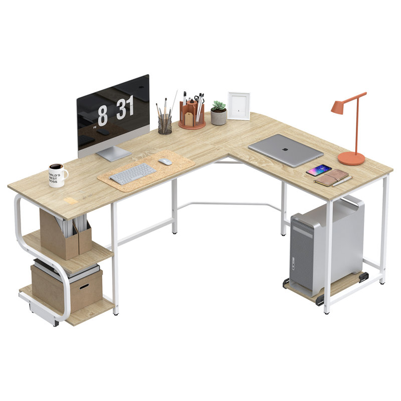 Bureau en L Kennett réversible, H 29,3 po x l 68,9 po x P 53,1 po, Beige / Blanc