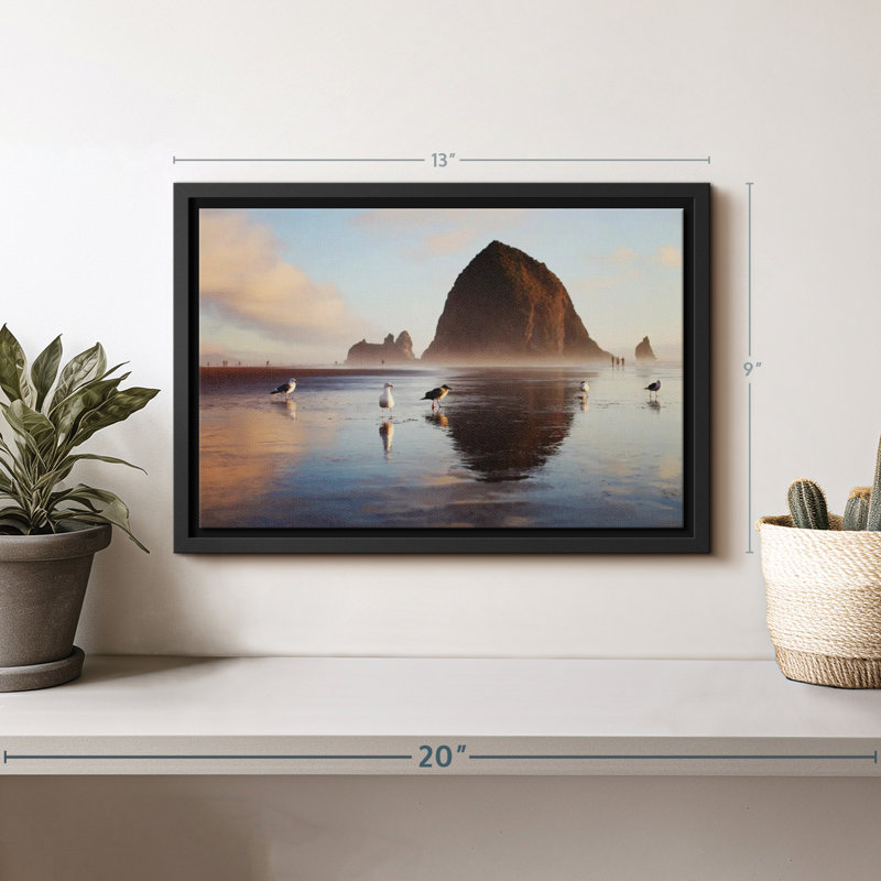 Haystack Rock Seagulls Canvas Print, 9" H x 13" W