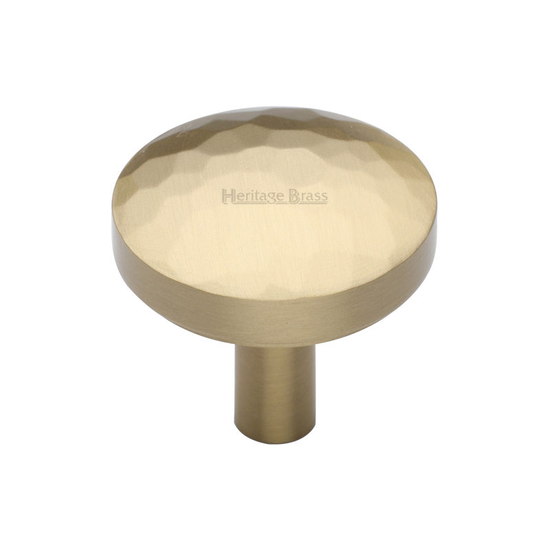 Heritage Brass Heritage Cabinet Knob Hammered Design, Satin Brass, 3.2cm H x 3.2cm W x 3.2cm D