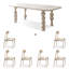 6 - Person White  Rectangular Solid Wood Sintered Stone Tabletop Dining Table Set-493777223-493777220