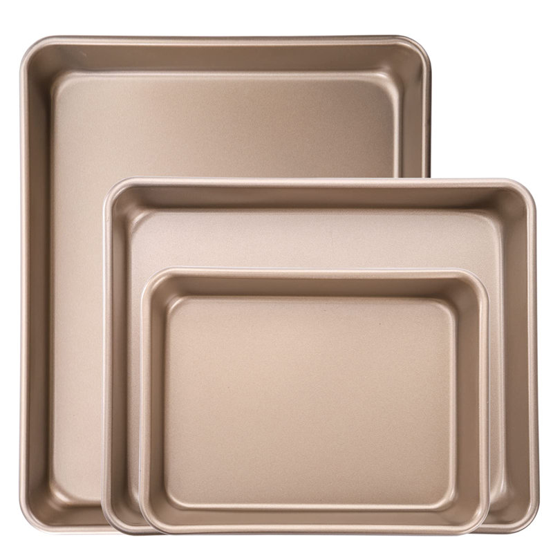 Belfry Kitchen Akeem Non-Stick Carbon Steel 3 Piece Baking Tray Set