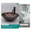 Vasque de salle de bain artistique en verre trempé avec robinet noir et bonde clic-clac, vasque ovale texturée marron, meuble-lavabo en verre trempé