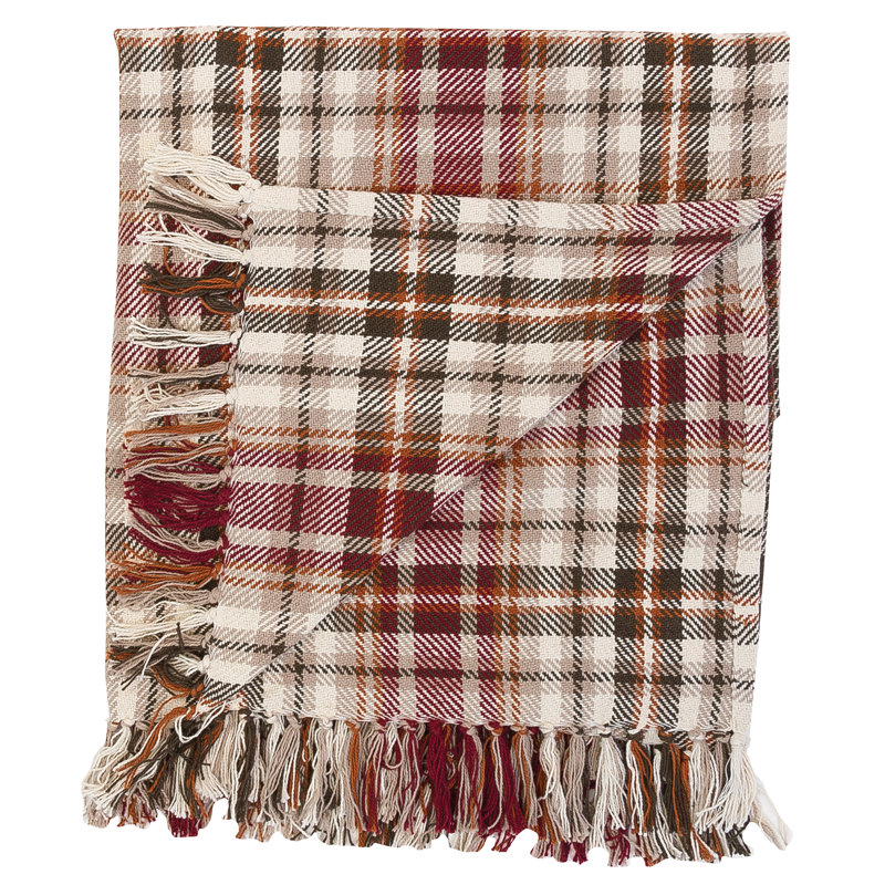 Samuel Plaid Woven Throw Blanket with Fringe
