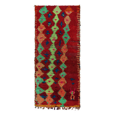 One-of-a-Kind Rectangle 3'9"x8'11" 1950s Wool Area Rug
