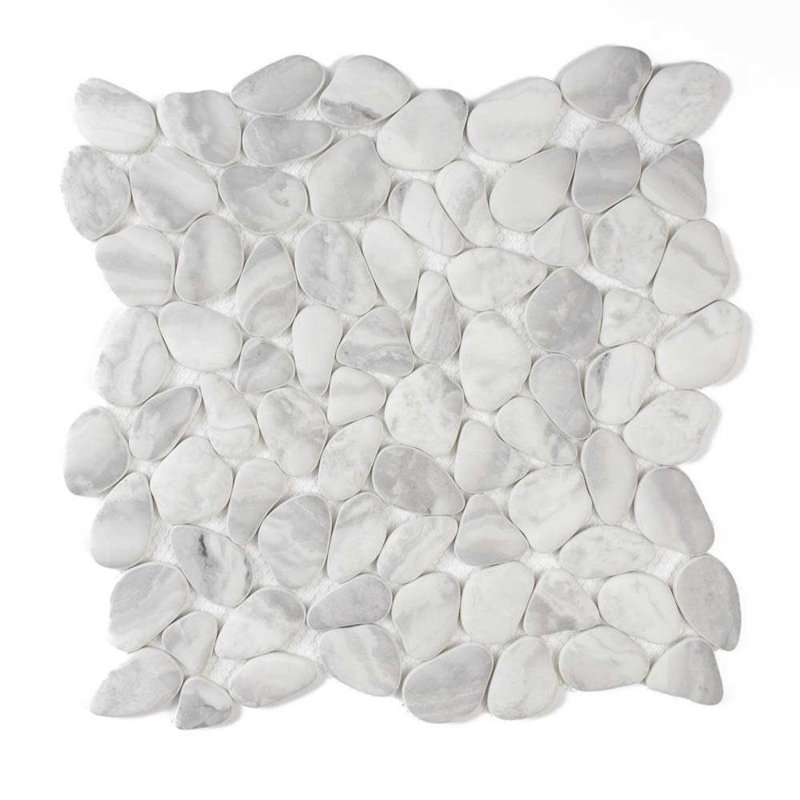 Huron Glass Pebbles Mosaic Tile, Glacier