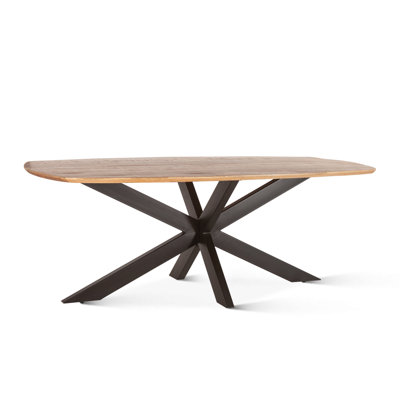 Caresa Margherita 82" Dining Table In Mango Wood And Iron