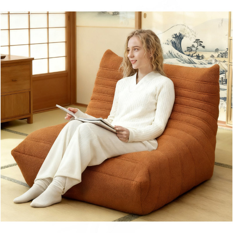 Fauteuil à billes, canapé à billes avec mousse haute densité pour la chambre à coucher, brun, Tissu brun