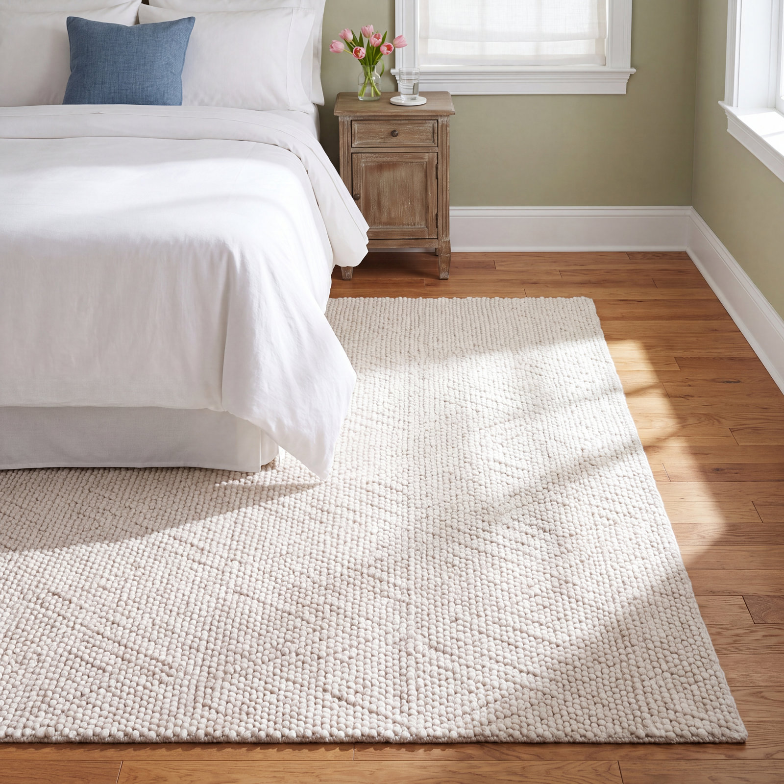 Elle Ivory Hand-Woven Geometric Rug, Rectangle 8' x 10'