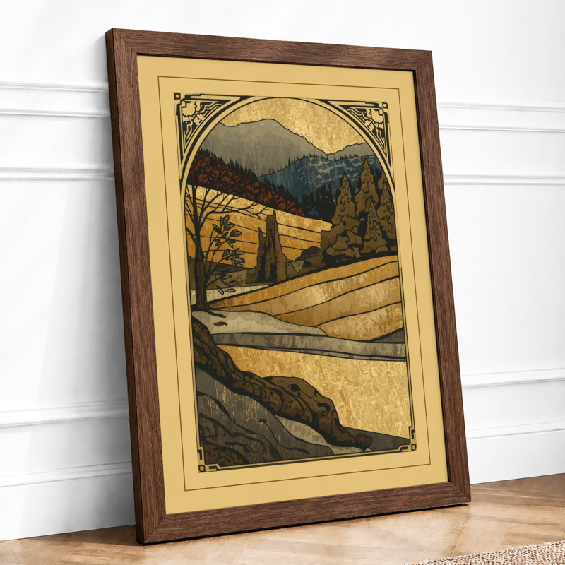 Valley In Gold Vintage - Print, A2 - 59.4 x 42.0 cm, Walnut
