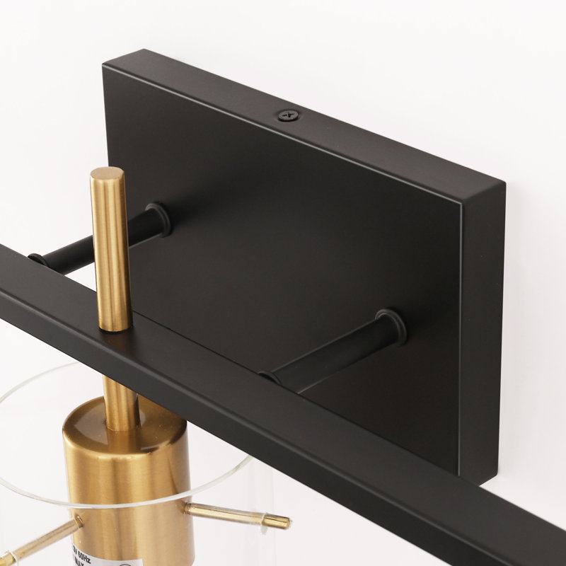 3-Light Bathroom Light Fixtures Farmhouse Vanity Light, Black/Gold