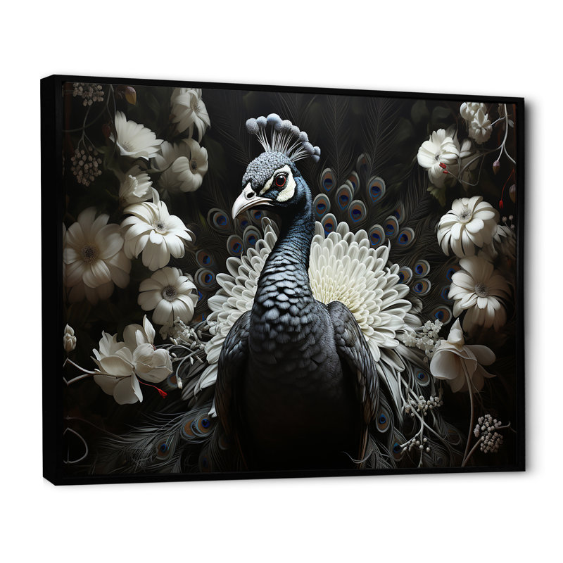 «Mystical Peacock Gaze» sur impression sur toile, Cadre flottant noir, H 24 po x l 32 po x P 1 po