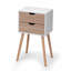 Table de chevet 2 tiroirs, avec pieds en bois massif et fonction de rangement, table de bout, table d'appoint, mobilier de chambre à coucher, salon, chêne blanc, 2 pièces