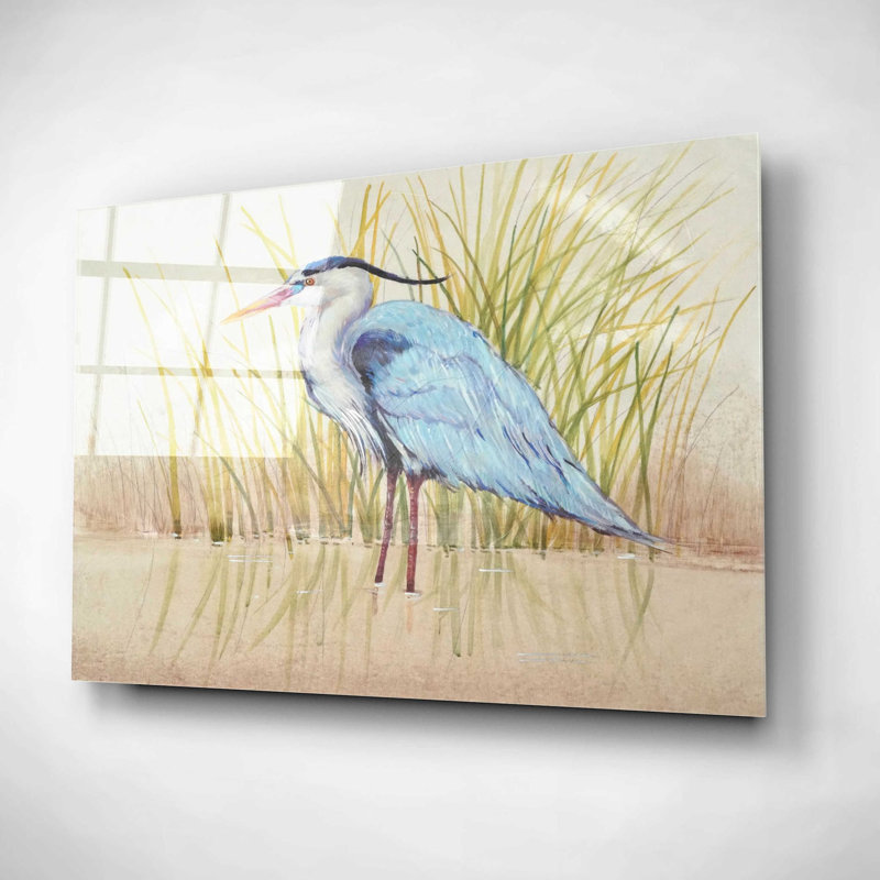 «Heron & Reeds II» par Tim O'Toole, art mural en verre acrylique, H 16 po x l 24 po x P 0,2 po