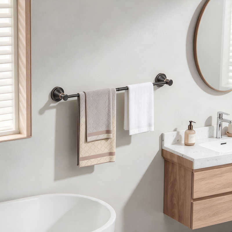 Adjustable Telescopic Towel Bar, SUS304 Stainless Steel Wall Mount Towel Rack for Bathroom, OilRubberBronze