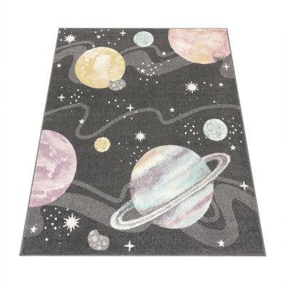 Arielly Kids Rug With Planets And Stars In Pastel Colours