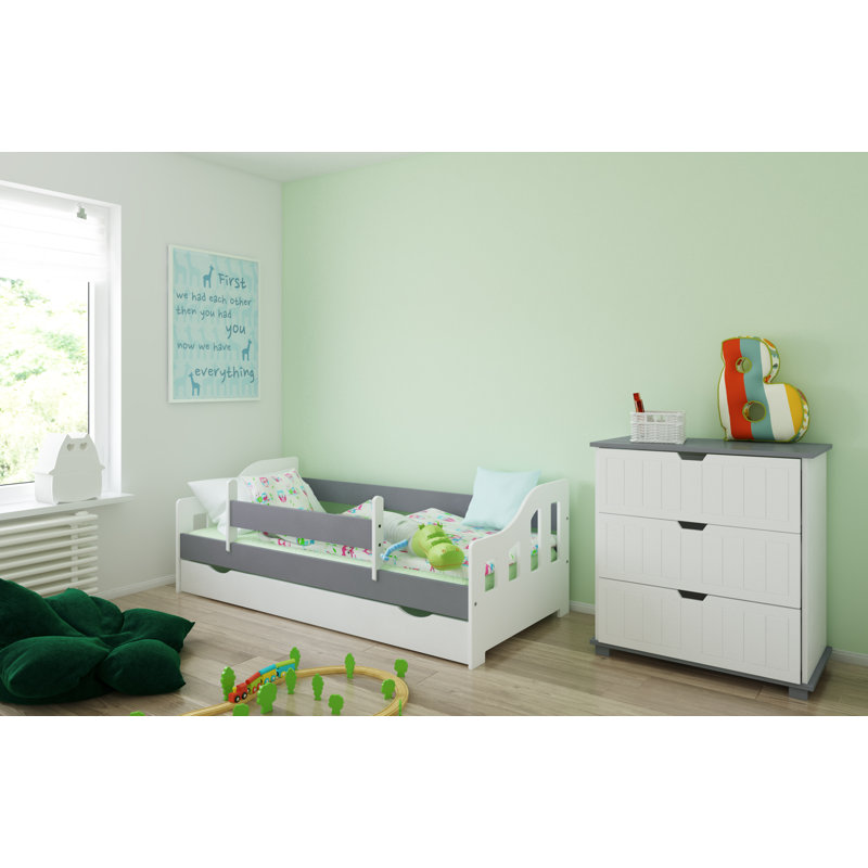 Lawrence Cabin Bed with Storage Included, White/Grey, European Toddler (80 x 160 cm)