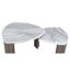Contemporary Style Triangle 3pc Table Set 1x Nesting Coffee Table 2x End Table Marble Pattern Space Saving Design Primary Living Room