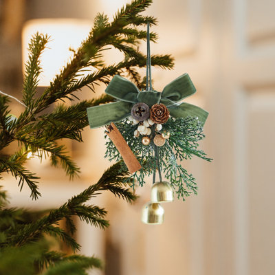 Christmas Scene Layout Christmas Tree Bow Pines Cones Decoration Bells Pendant Venue Decoration Ornaments