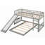 Lit superposé simple avec glissière et échelle, gris (aucun sommier requis, durable)