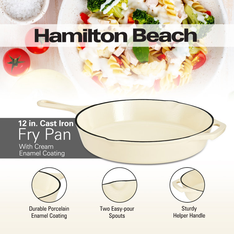 Hamilton Beach Enameled Cast Iron Fry Pan 8-Inch Gray, Cream Enamel co