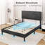 Bed Frame with High Headboard & Wooden Slats No Box Spring Needed-850879893