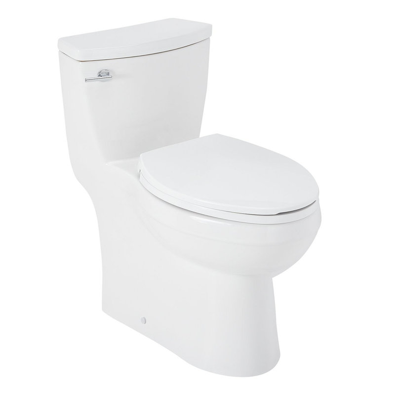 Brinstead 1.28 GPF One Piece Elongated Toilet, White/Chrome