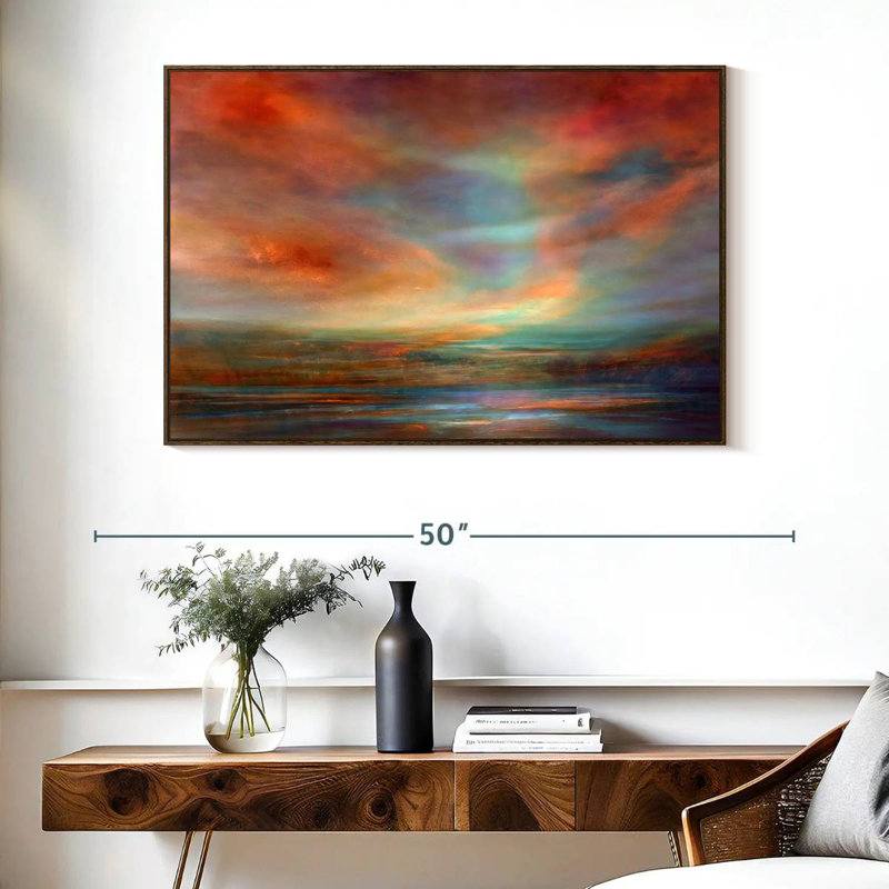Far Away III, Cadre flottant noyer, 43 po x 29 po
