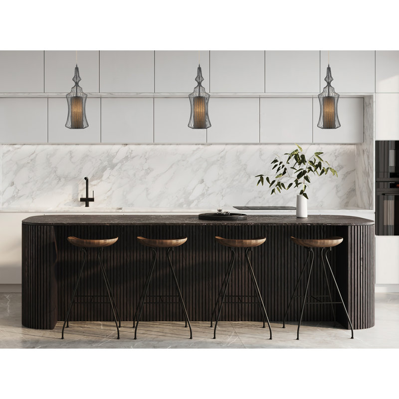 Transitional 1 Light Black Geometric Shade Pendant