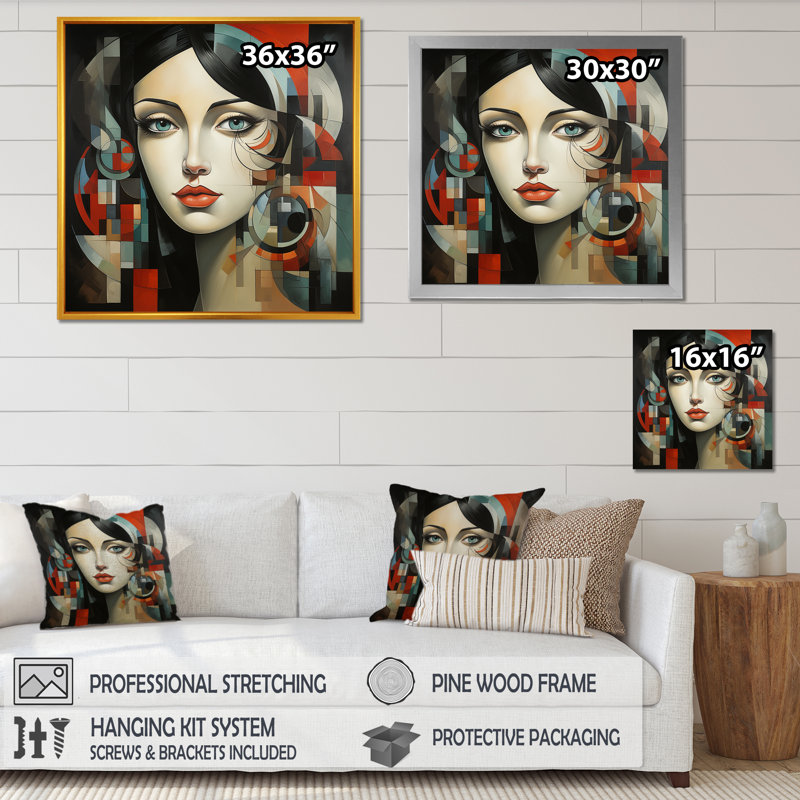 Pablo Picasso Cubism Portrait III - art mural moderne, Toile tendue, H 30 po x l 30 po x P 1,5 po