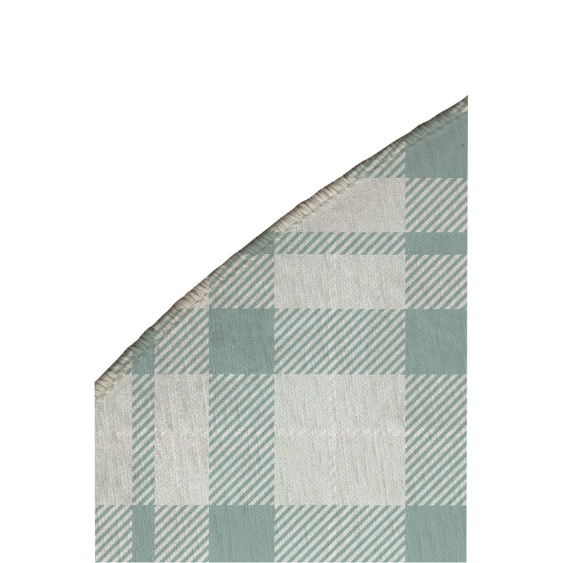 Gen Plaid Non-Slip Outdoor Rug, Round 5'