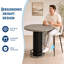 Table de bar ronde de 80 cm (31,5 po) avec piètement ondulé en fer et repose-pieds, table de bistrot de 100 cm (39,4 po) de haut pour petits espaces, grise-1450857935