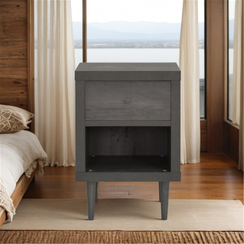 Charmante table de chevet Mid-Century avec options de rangement polyvalentes
