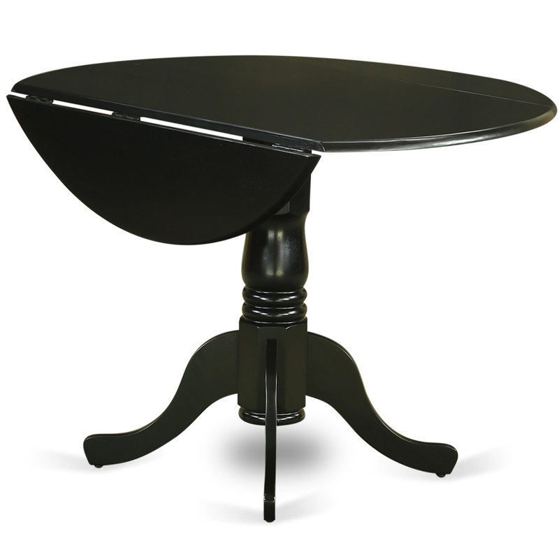 L'ensemble de table de cuisine 3 pièces comprend une table de salle à manger ronde avec Dropleaf et 2 chaises rembourrées en tissu de couleur noire, noir