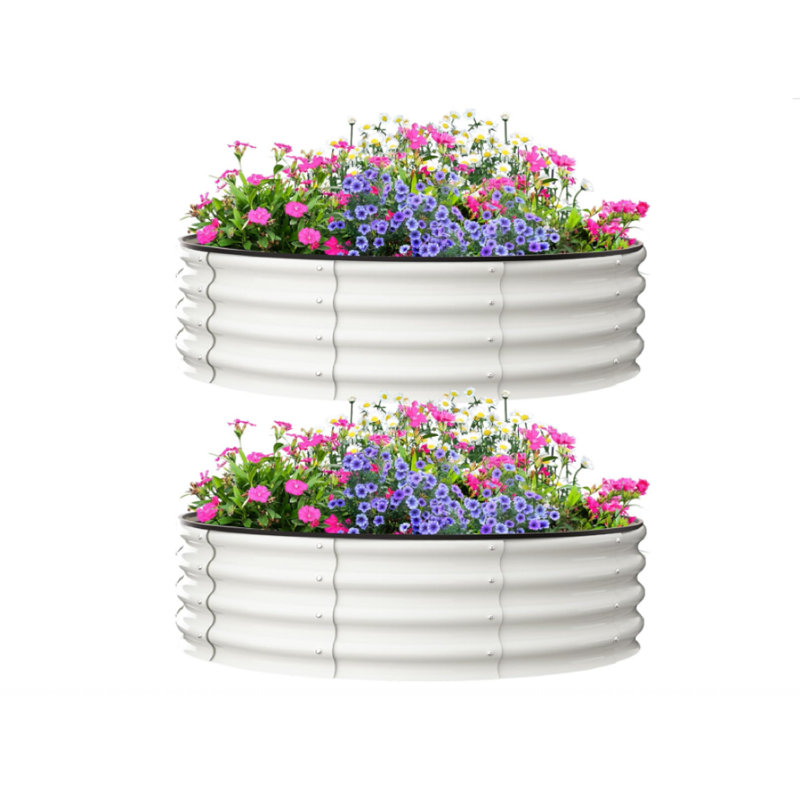 Galvanized Raised Bed for Outdoor,Garden Bed with Open Base, Planter Raised Boxes for Vegetables & Flowers, Cream