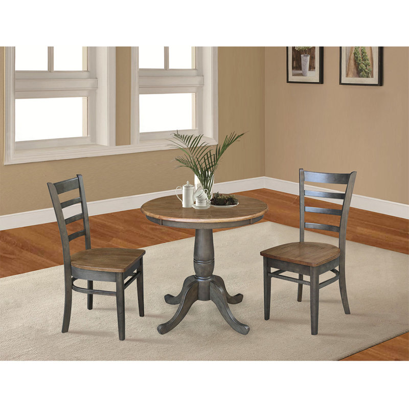 Bernuth 2 - Person Solid Wood Dining Set, 29.1" H x 30" L x 30" W, Hickory/Washed Coal