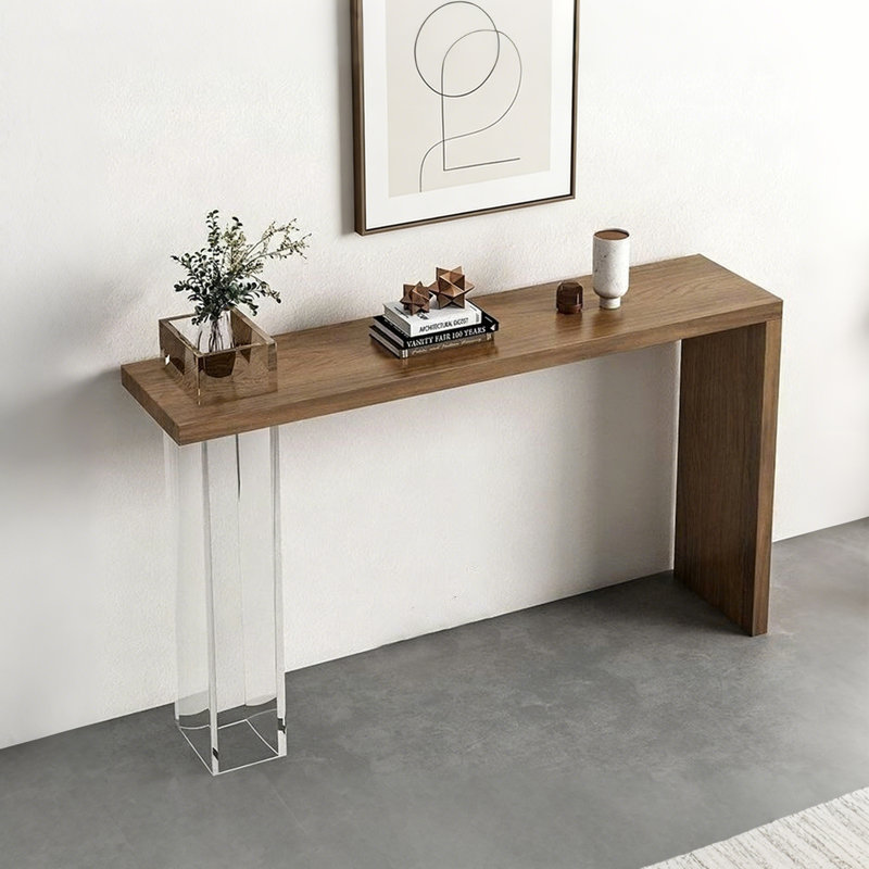 Console Minimalist, H 33,46 po x l 55,12 po x P 11,81 po, Brun / Transparent