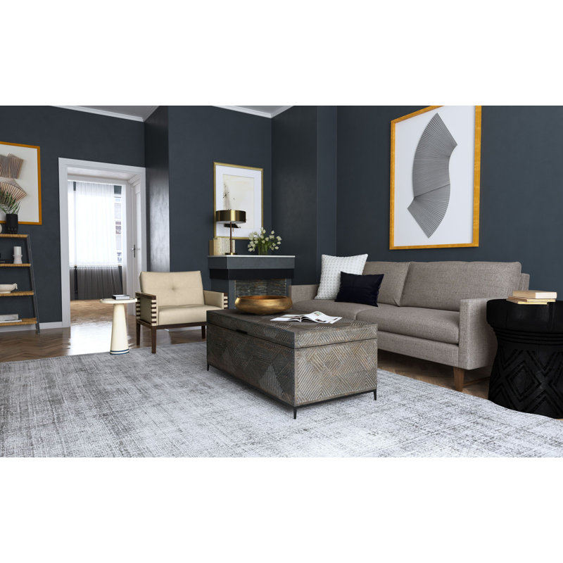 Calliope 31" Side Chair, Gray Genuine Leather