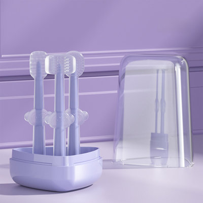 Kbndieu Babies Toothbrush Set Infant Teething Silicone Newborn Babies Tongue Oral Cleaner Double Sided Tongue Brush U Shape Brush Breast Toothbrush Storage Case