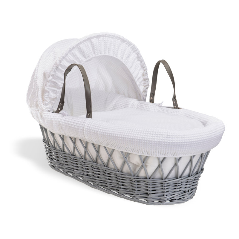 Waffle Wicker Moses Basket, White