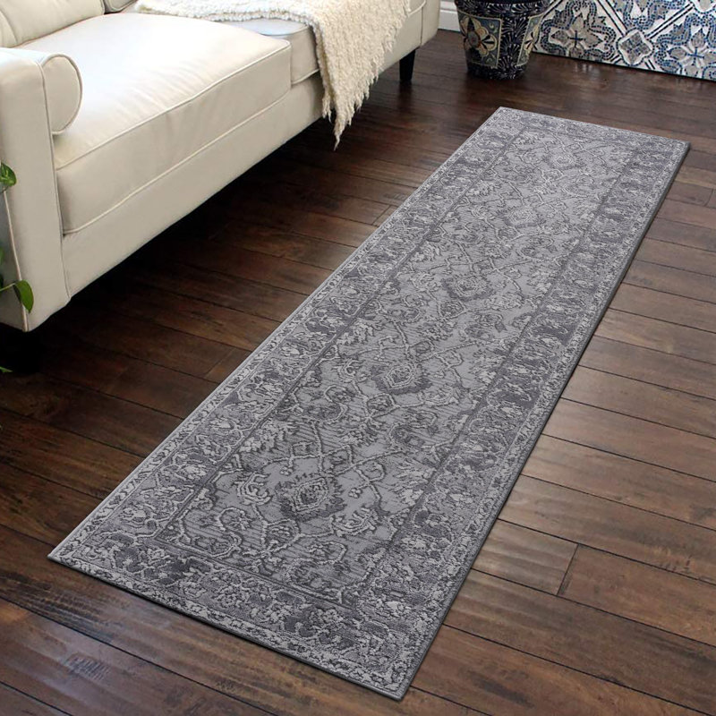 Naar Marfi Area Rugs, Grey/Oriental Accent Power Loom Machine -Crafted Rug, Runner 2'2" x 8'